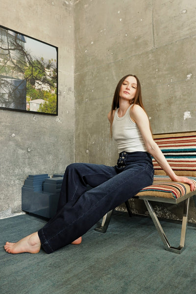 Eco Friendly Ultra High Rise Slim Palazzo Sailor Jeans by Artemis Vintage – product view 10