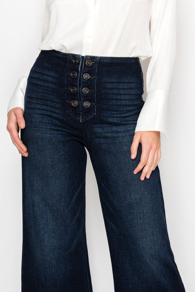 Eco Friendly Ultra High Rise Slim Palazzo Sailor Jeans by Artemis Vintage – product view 7