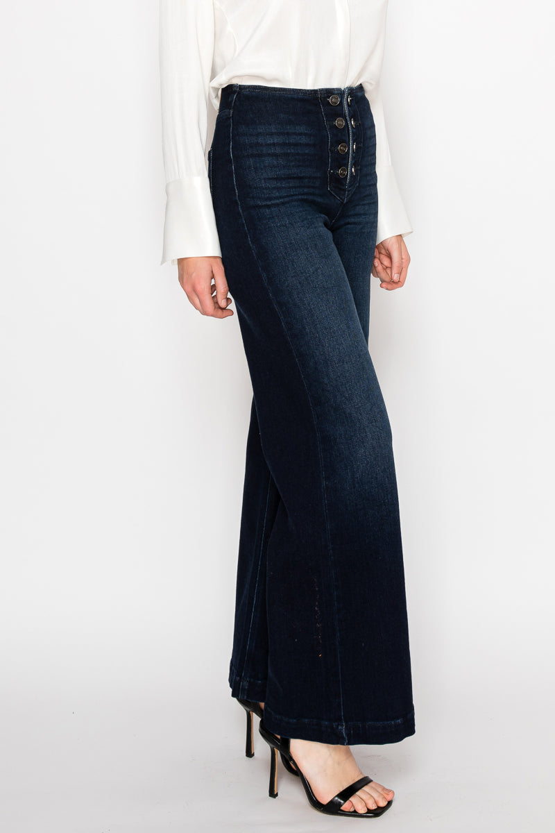 Eco Friendly Ultra High Rise Slim Palazzo Sailor Jeans by Artemis Vintage – product view 3