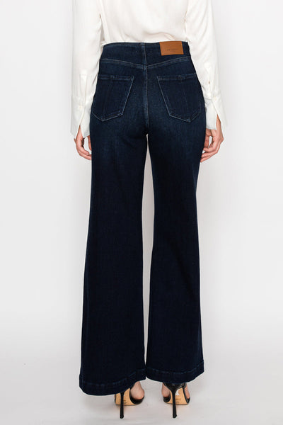 Eco Friendly Ultra High Rise Slim Palazzo Sailor Jeans by Artemis Vintage – product view 4