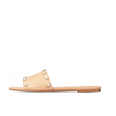 Vaila Dana Sand Pearl-Studded Flat Sandals, product view 1.
