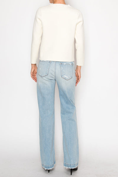 Artemis Vintage high-rise tummy-control relaxed straight-leg jeans with a distressed release hem.