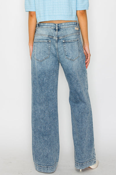 Jean large baggy taille haute avec ceinture ajustable