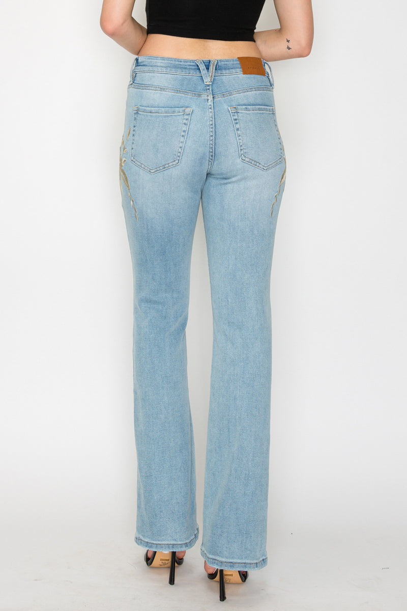 High Rise Embroidered Modern Bootcut Jeans