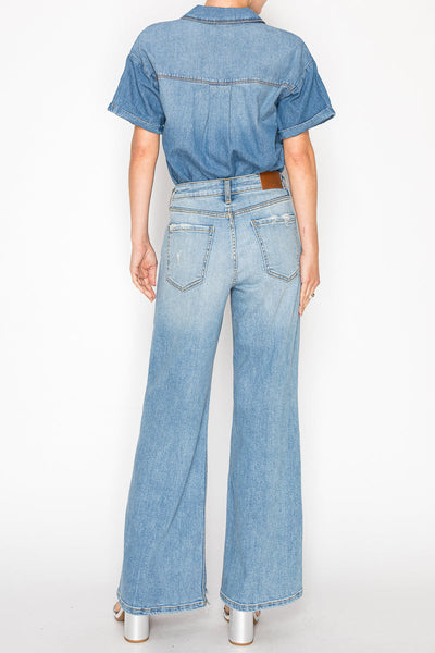 Jeans acampanados relajados de tiro alto Vivienne