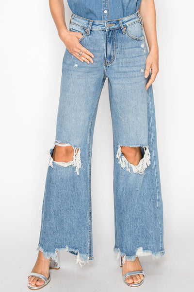 Jeans acampanados relajados de tiro alto Vivienne