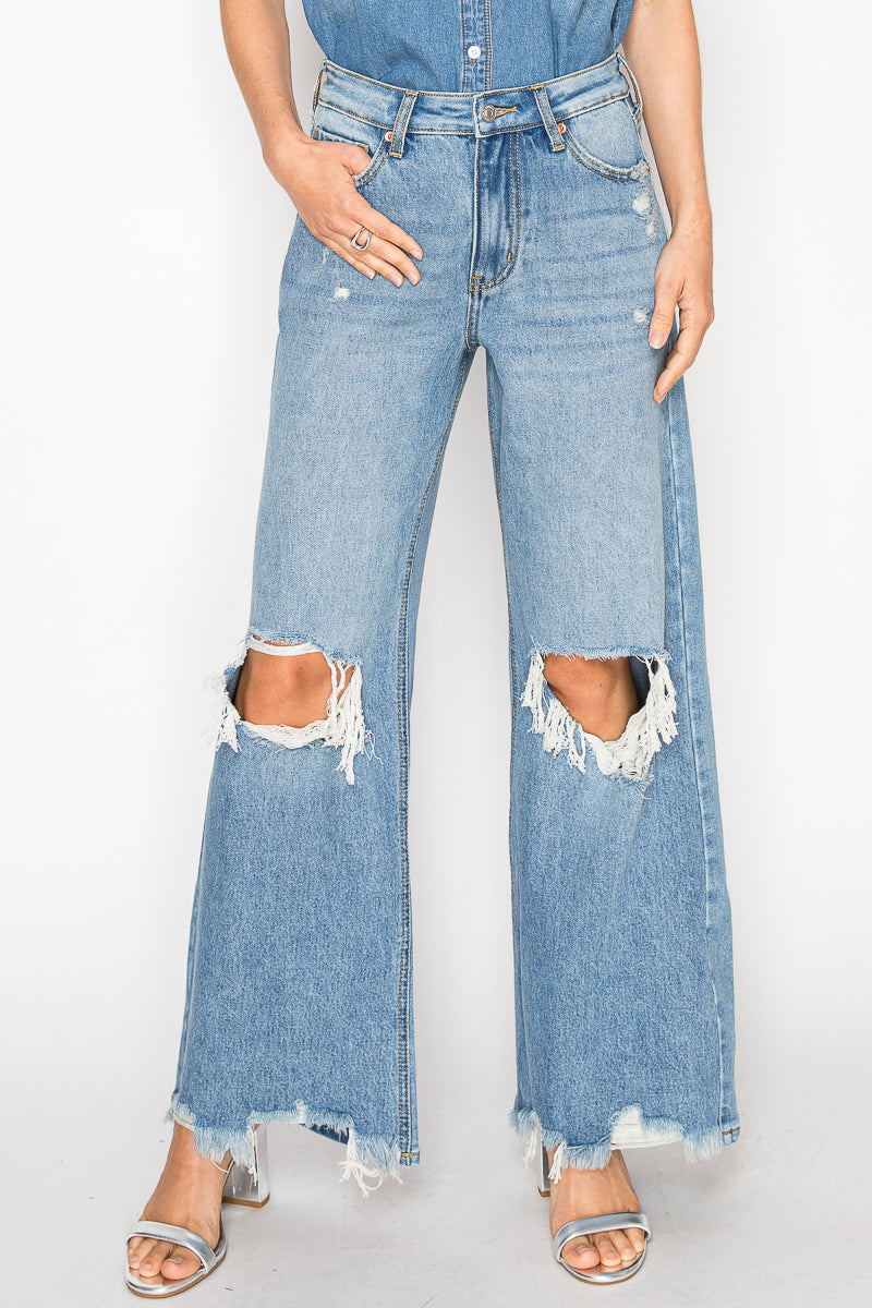 Jeans acampanados relajados de tiro alto Vivienne
