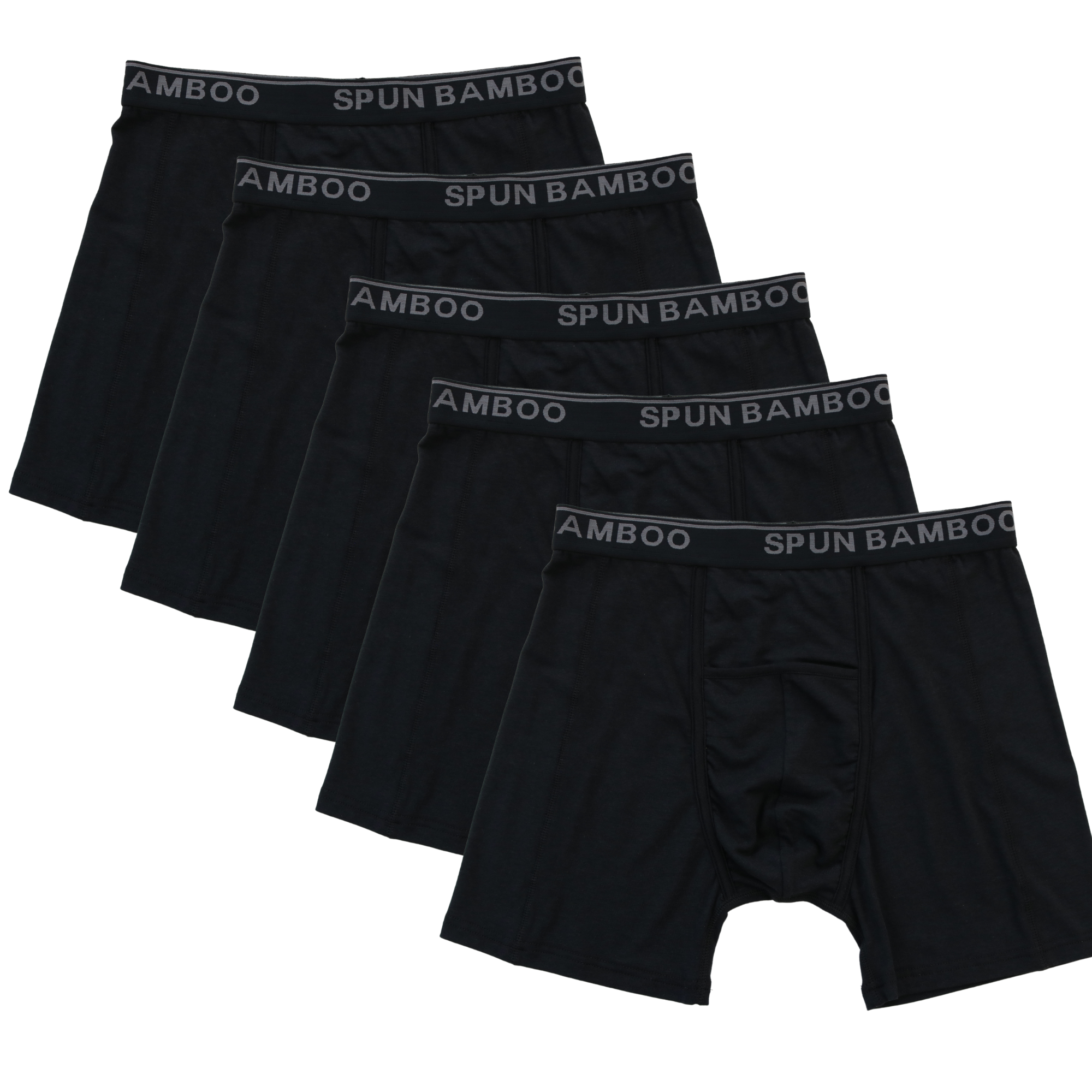Men’s Bamboo Boxer Briefs – Soft, Breathable Black 5-Pack