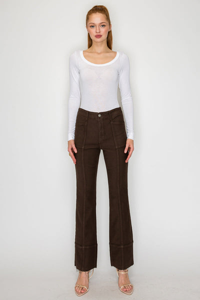 Women’s High Rise Bootcut Jeans – Brown Wash