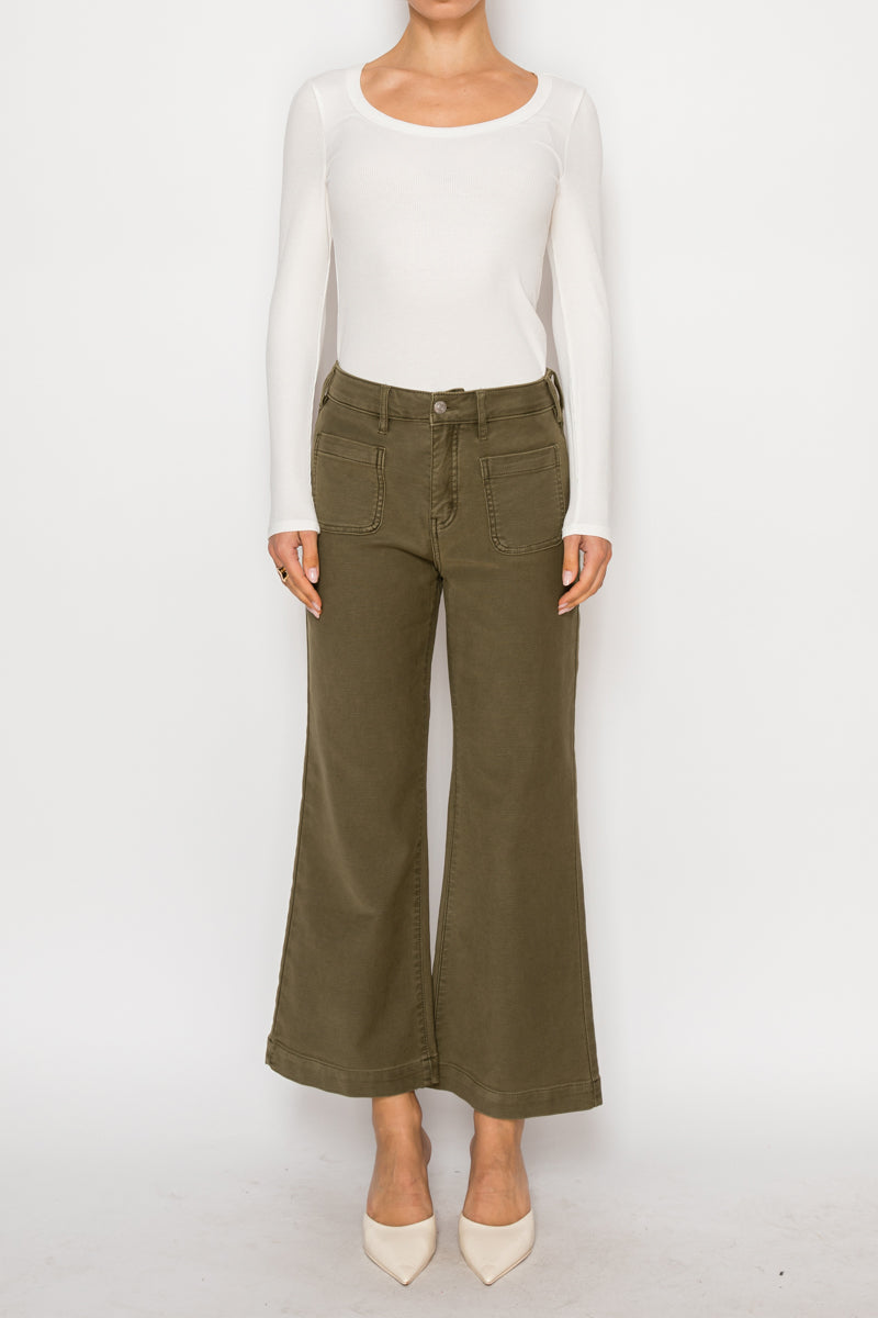Jeans palazzo capri Margot de tiro alto