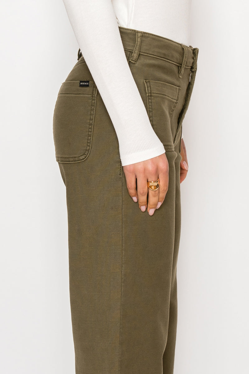 Jeans palazzo capri Margot de tiro alto