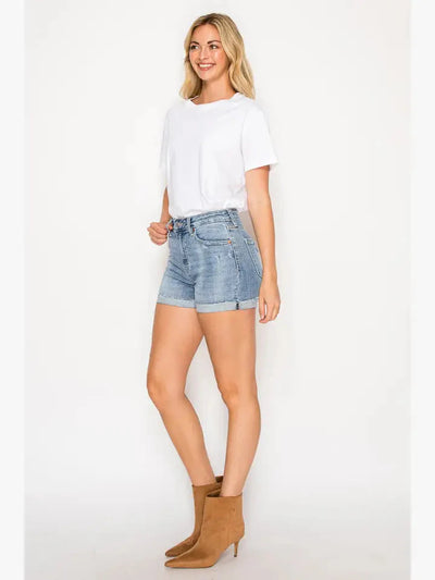 Kathy High Rise Cuffed Stretch Shorts