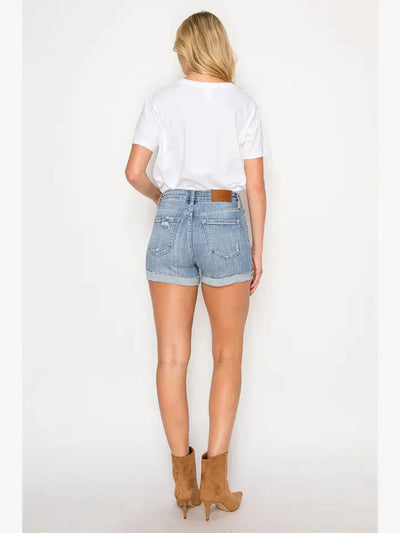 Kathy High Rise Cuffed Stretch Shorts