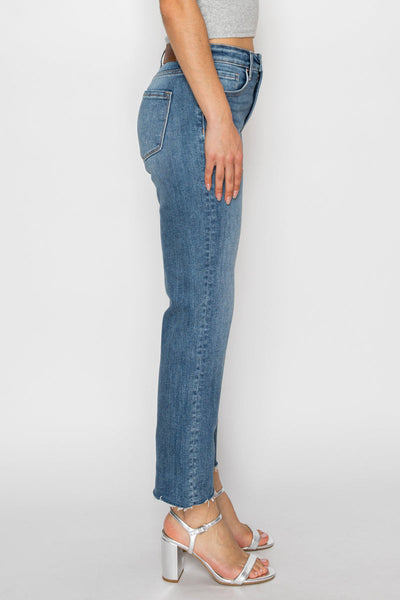Tummy Control High Rise Straight with Single Cuff Jeans
