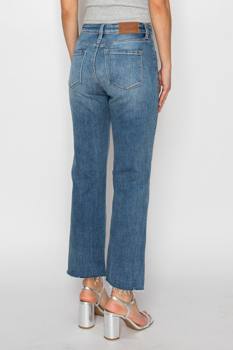 Tummy Control High Rise Straight with Single Cuff Jeans