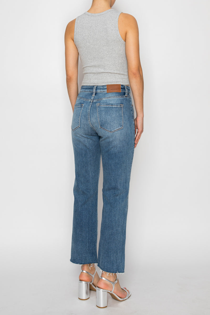 Tummy Control High Rise Straight with Single Cuff Jeans