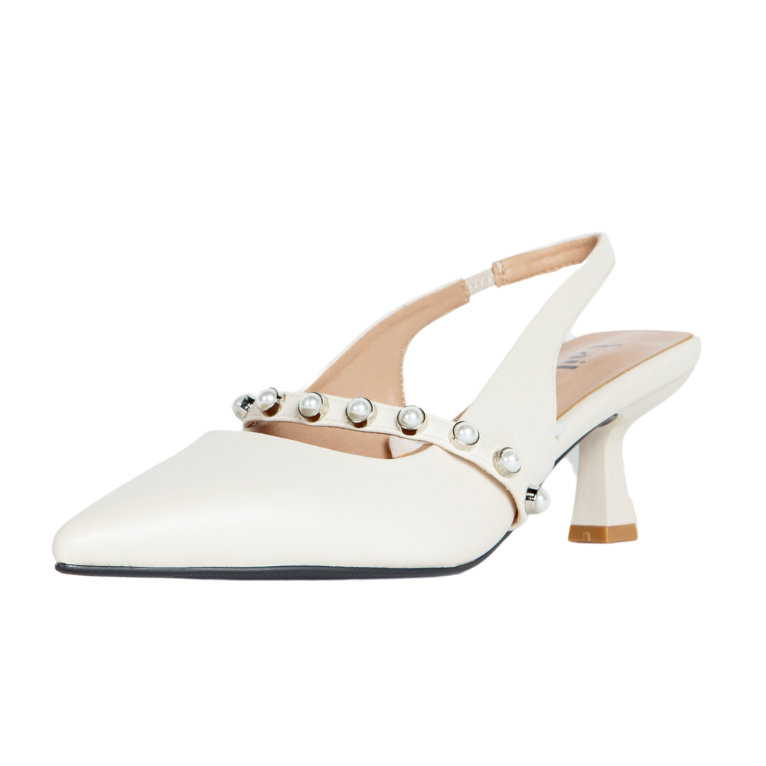 SOPHIA Zapatos de salón destalonados con perlas de color marfil