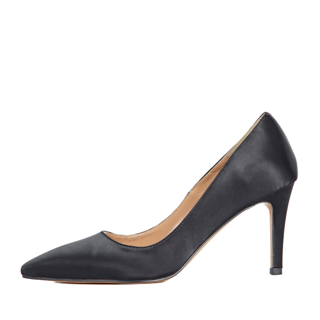 CAPRI Black Reflective Satin Pumps