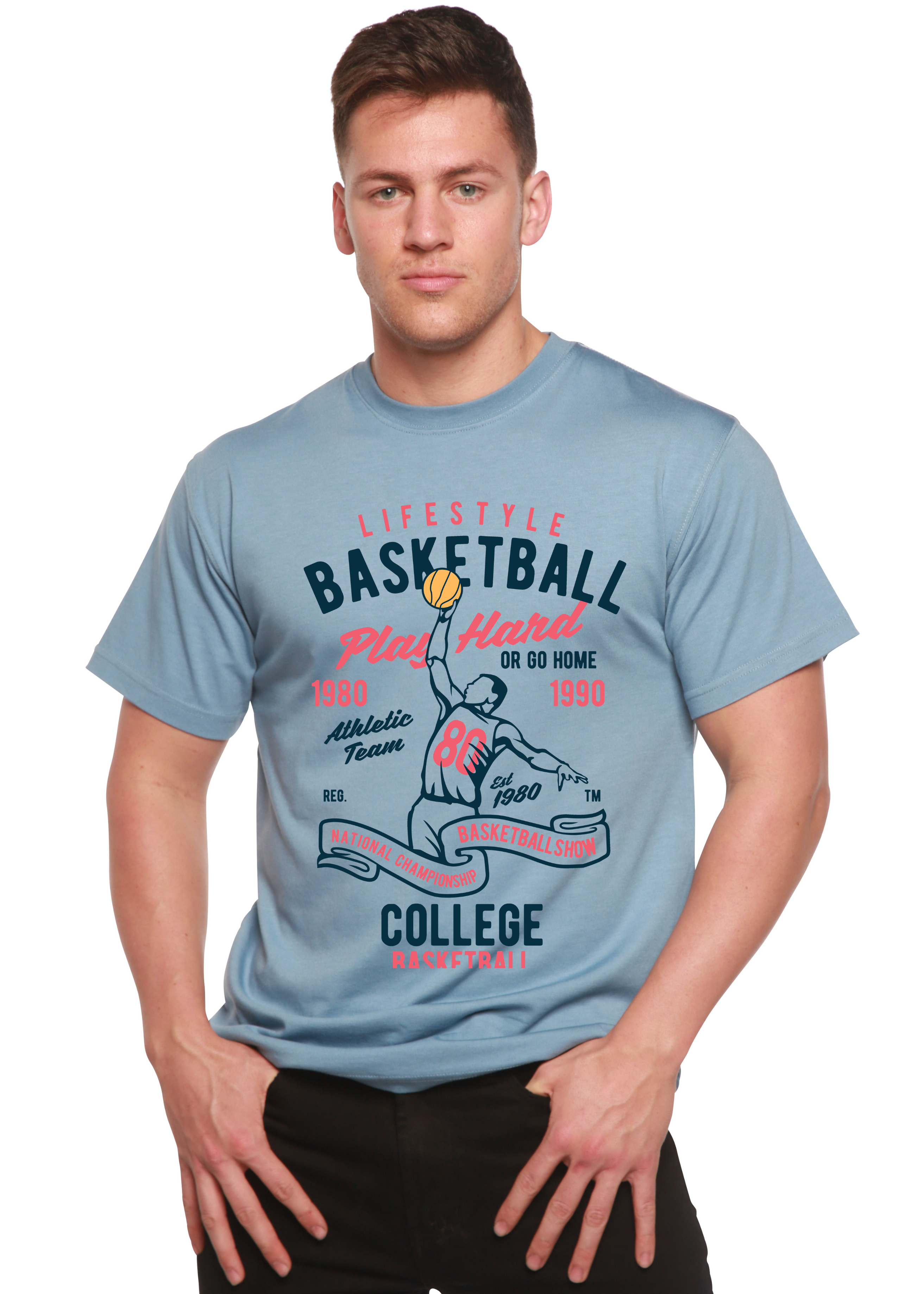 Life Style Basketball Men's Bamboo Viscose/Organic Cotton Short Sleeve Graphic T-Shirt by Spun Bamboo – product view 4