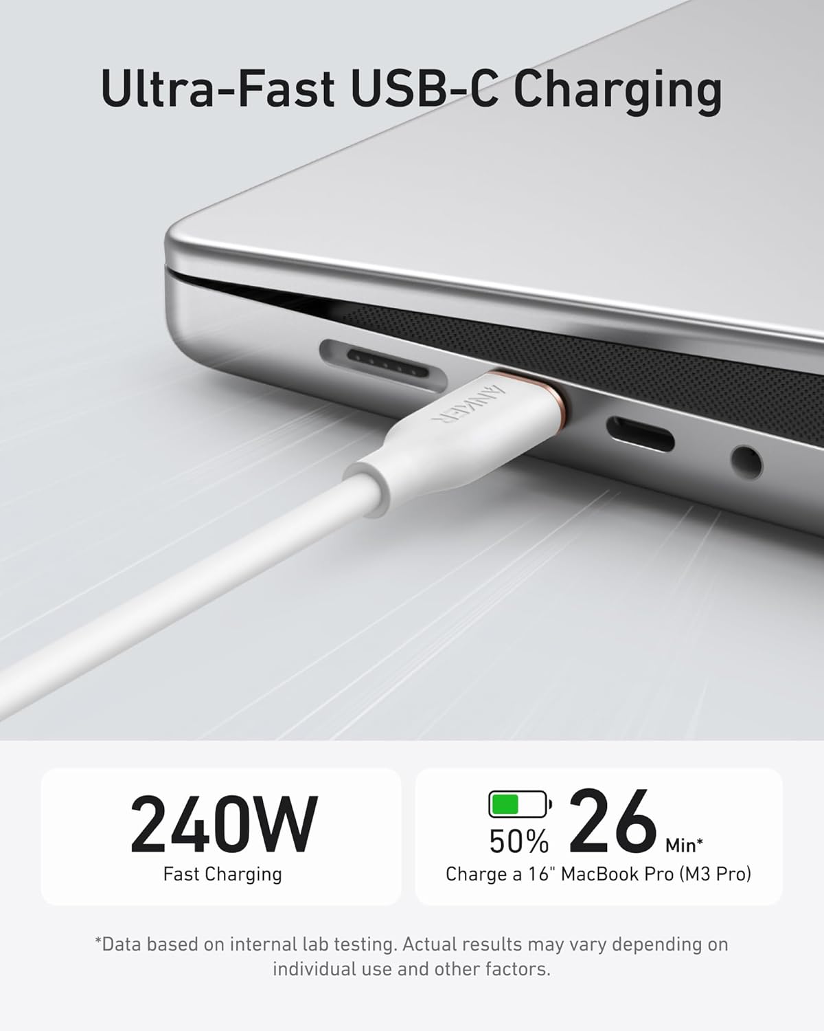 Câble Anker <b>643</b> USB-C vers USB-C (Flow, Silicone)