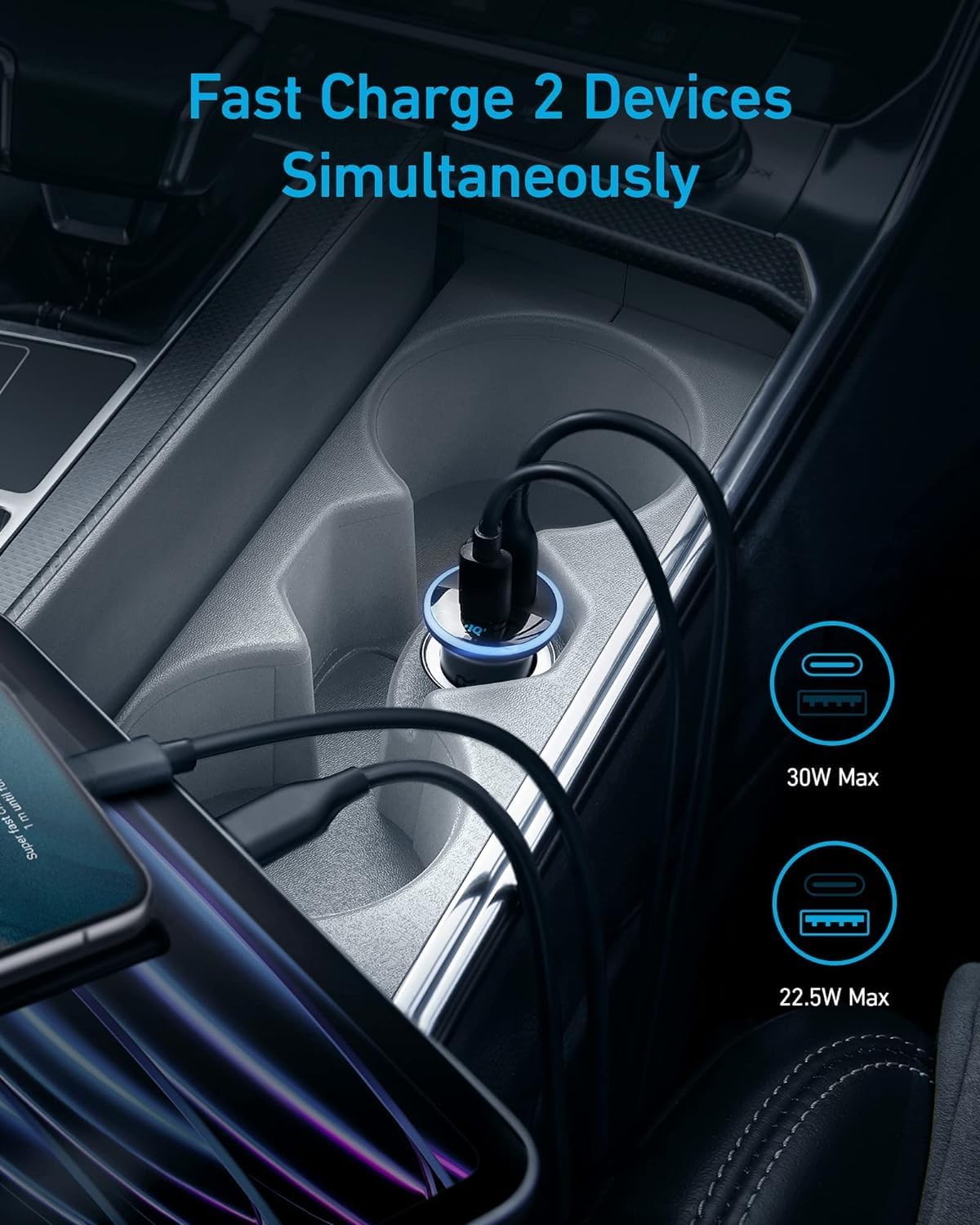 Anker 323 Dual-Port Fast Car Charger (52.5W)
