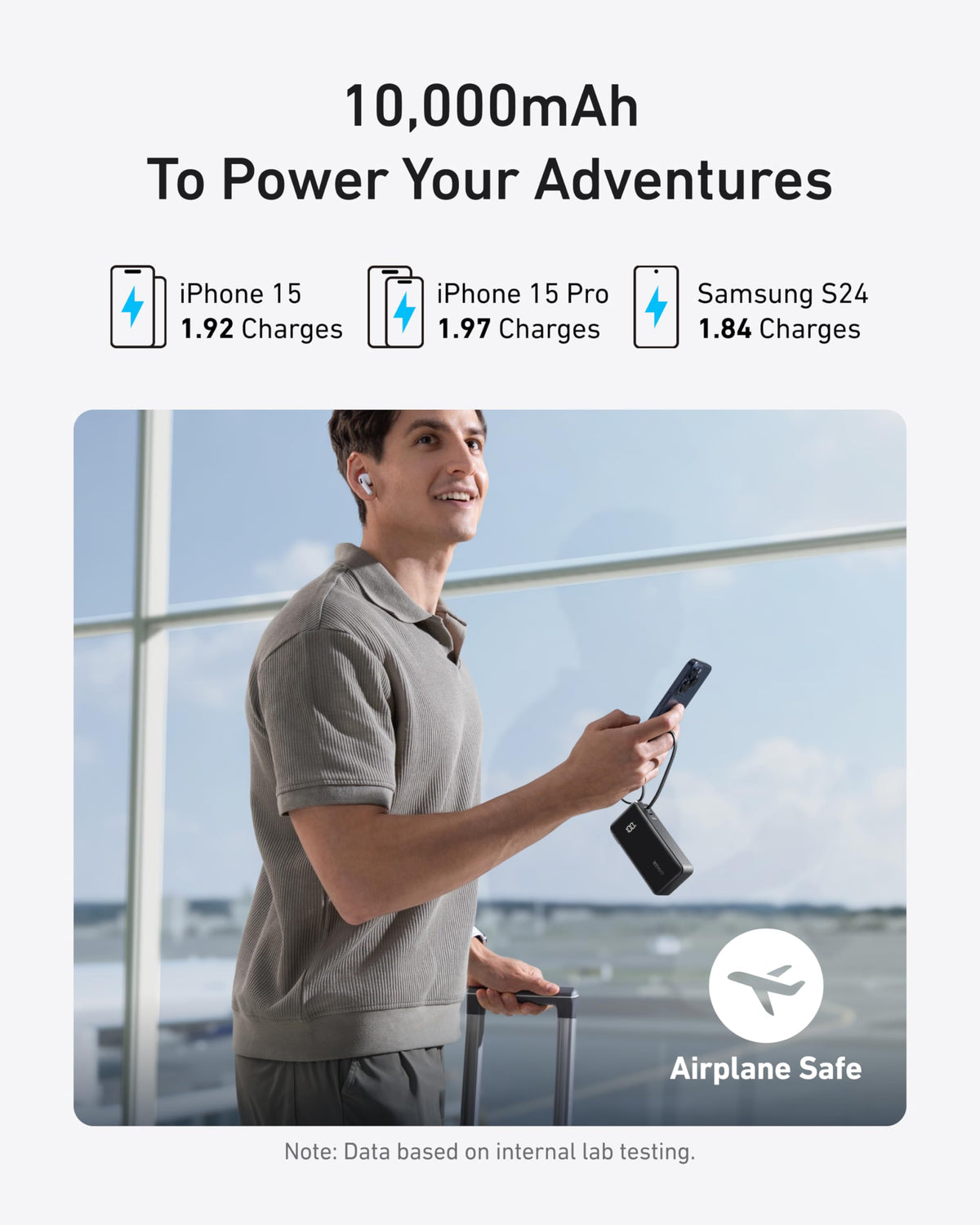 Batterie externe Anker (10K, Fusion, Câble intégré)