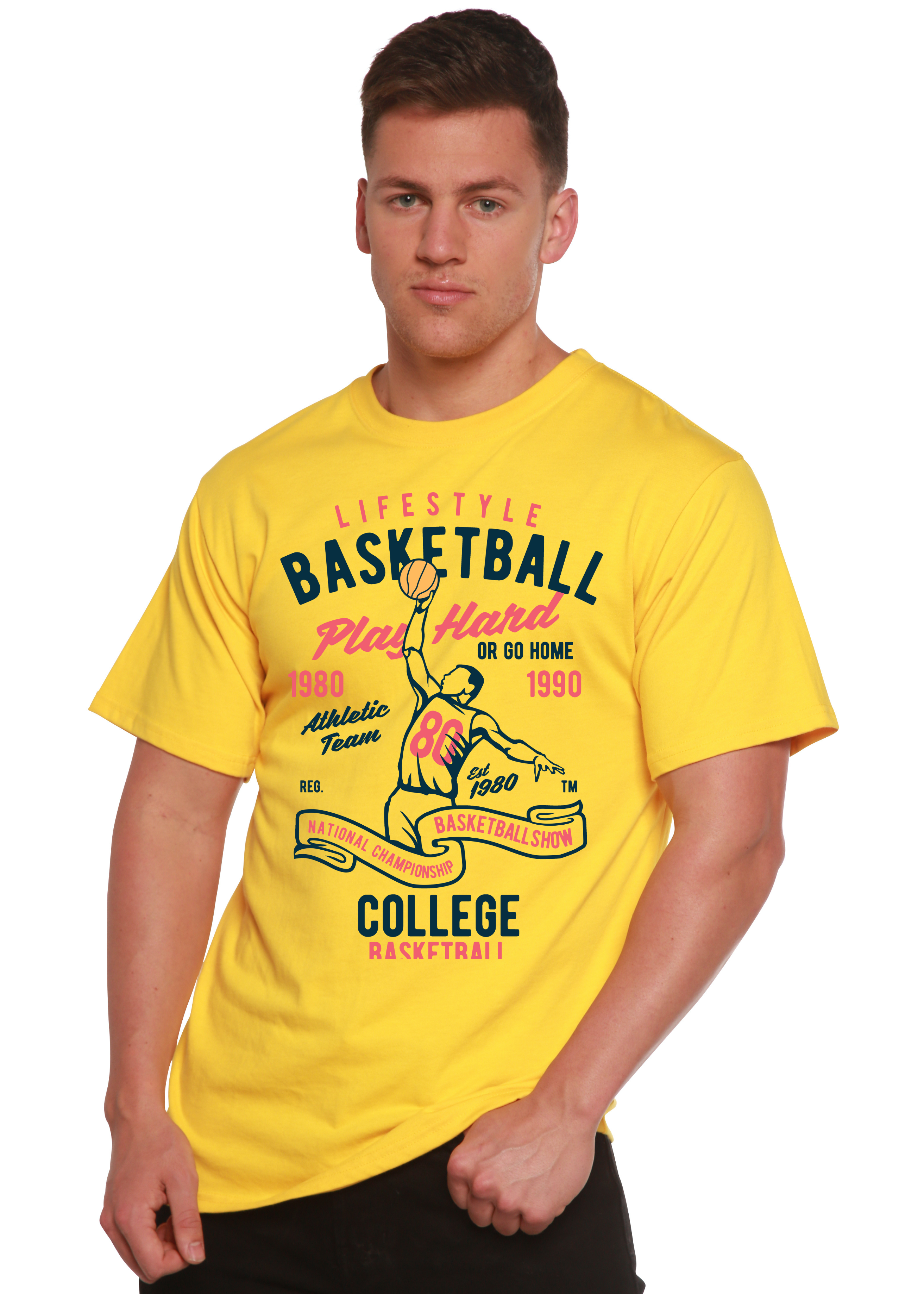 Life Style Basketball Men's Bamboo Viscose/Organic Cotton Short Sleeve Graphic T-Shirt by Spun Bamboo – product view 7