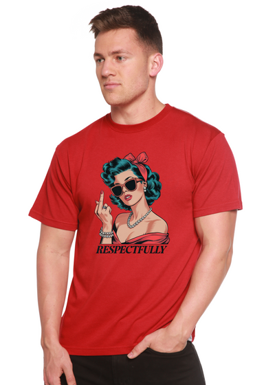 Respectfully Middle Finger Unisex Bamboo/Cotton Graphic T-Shirt by Spun Bamboo – product view 8