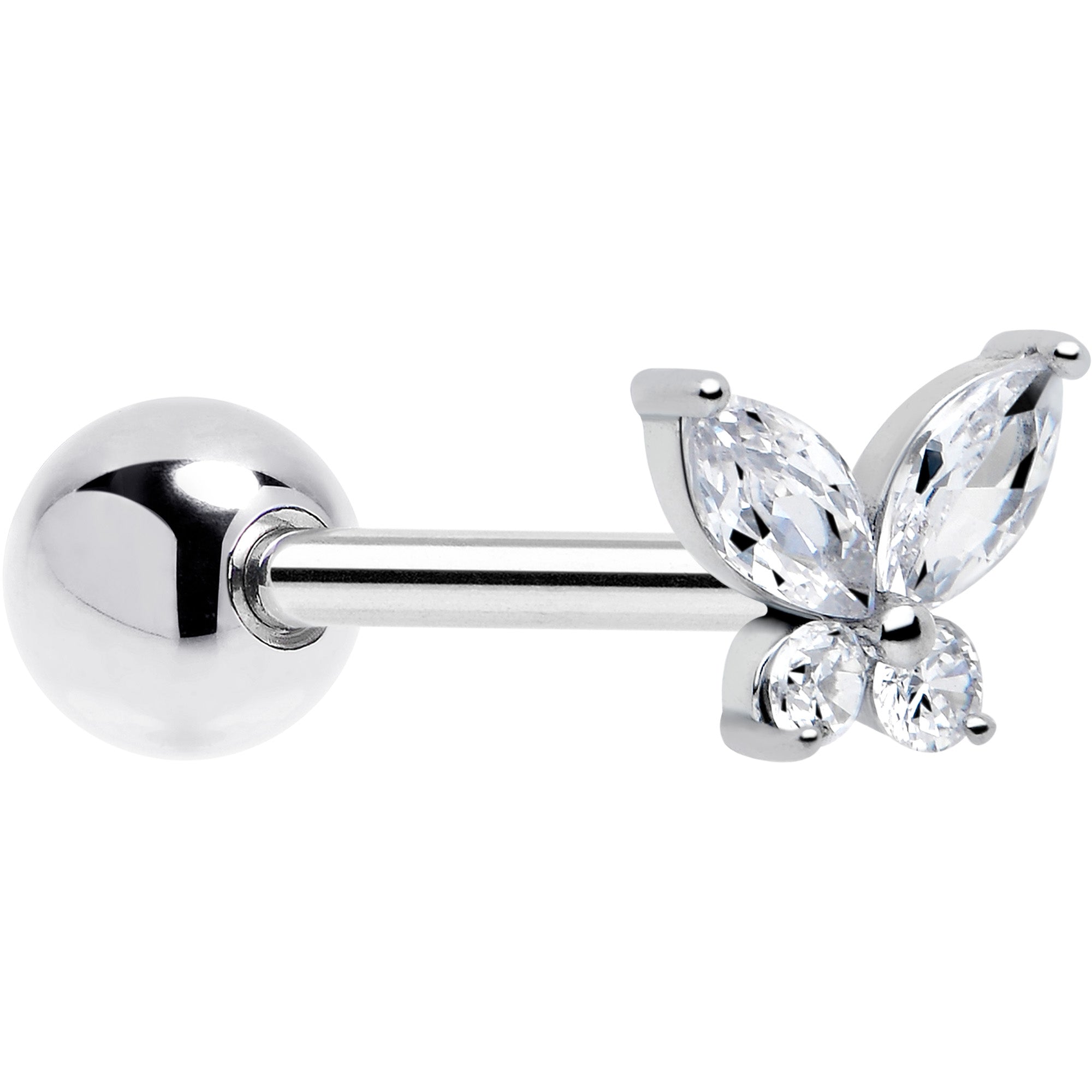 CZ Butterfly Barbell Tongue Ring