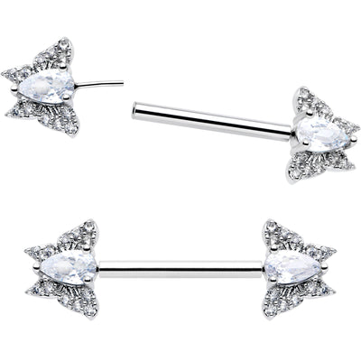 Juego de aros para pezón sin rosca estilo mariposa 14G 9/16