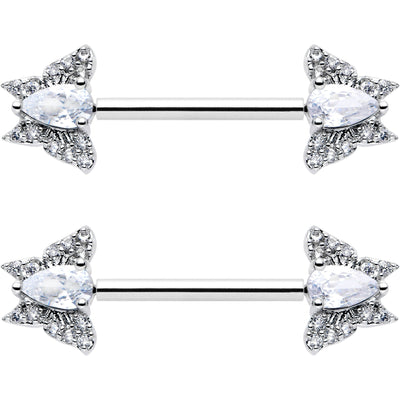 Juego de aros para pezón sin rosca estilo mariposa 14G 9/16