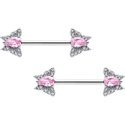 Juego de aros para pezón sin rosca estilo mariposa 14G 9/16