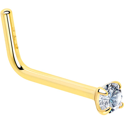 Gold CZ L-Shape Nose Ring
