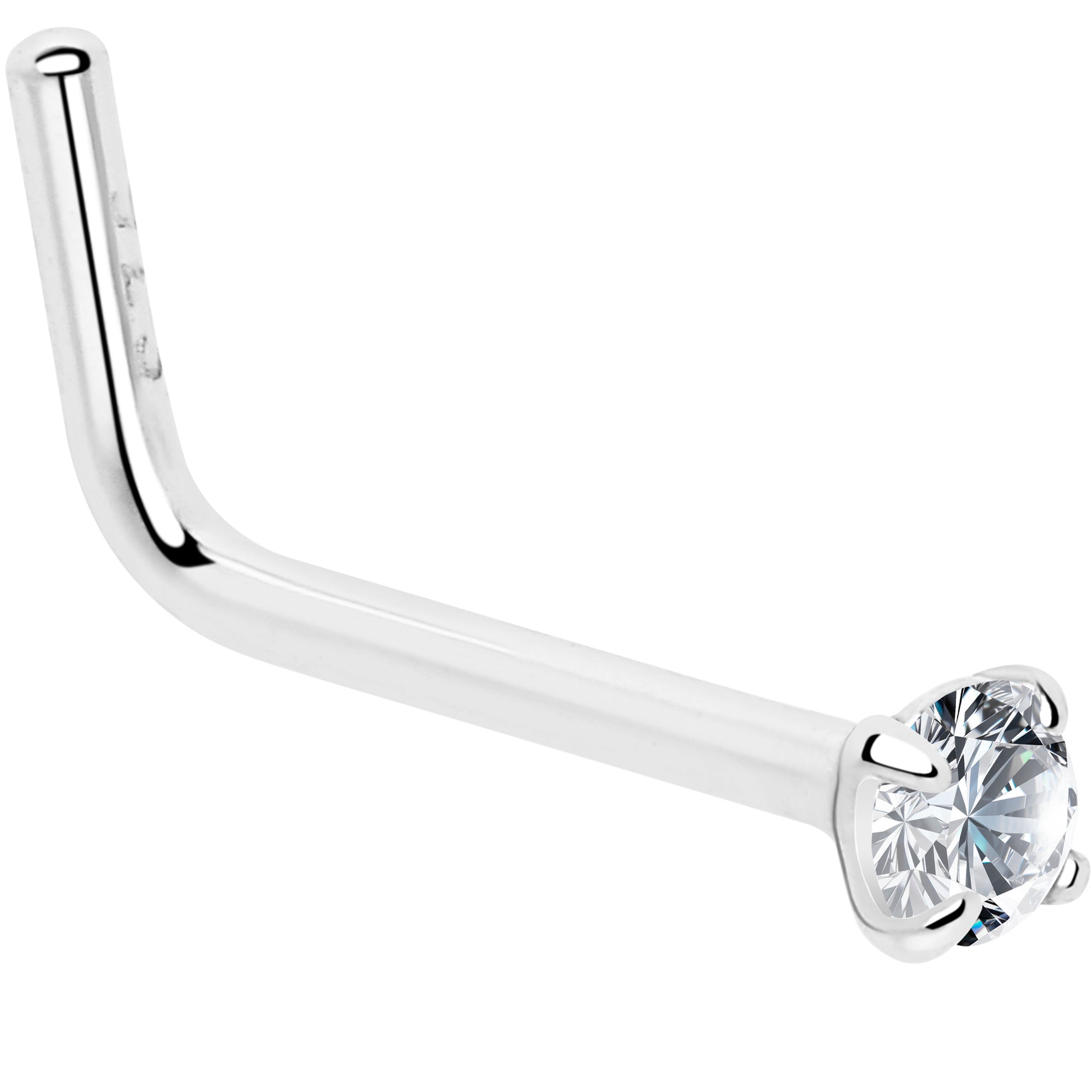 Gold CZ L-Shape Nose Ring