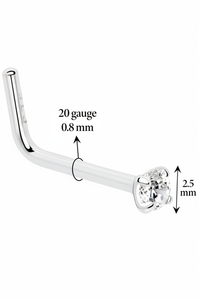Gold CZ L-Shape Nose Ring