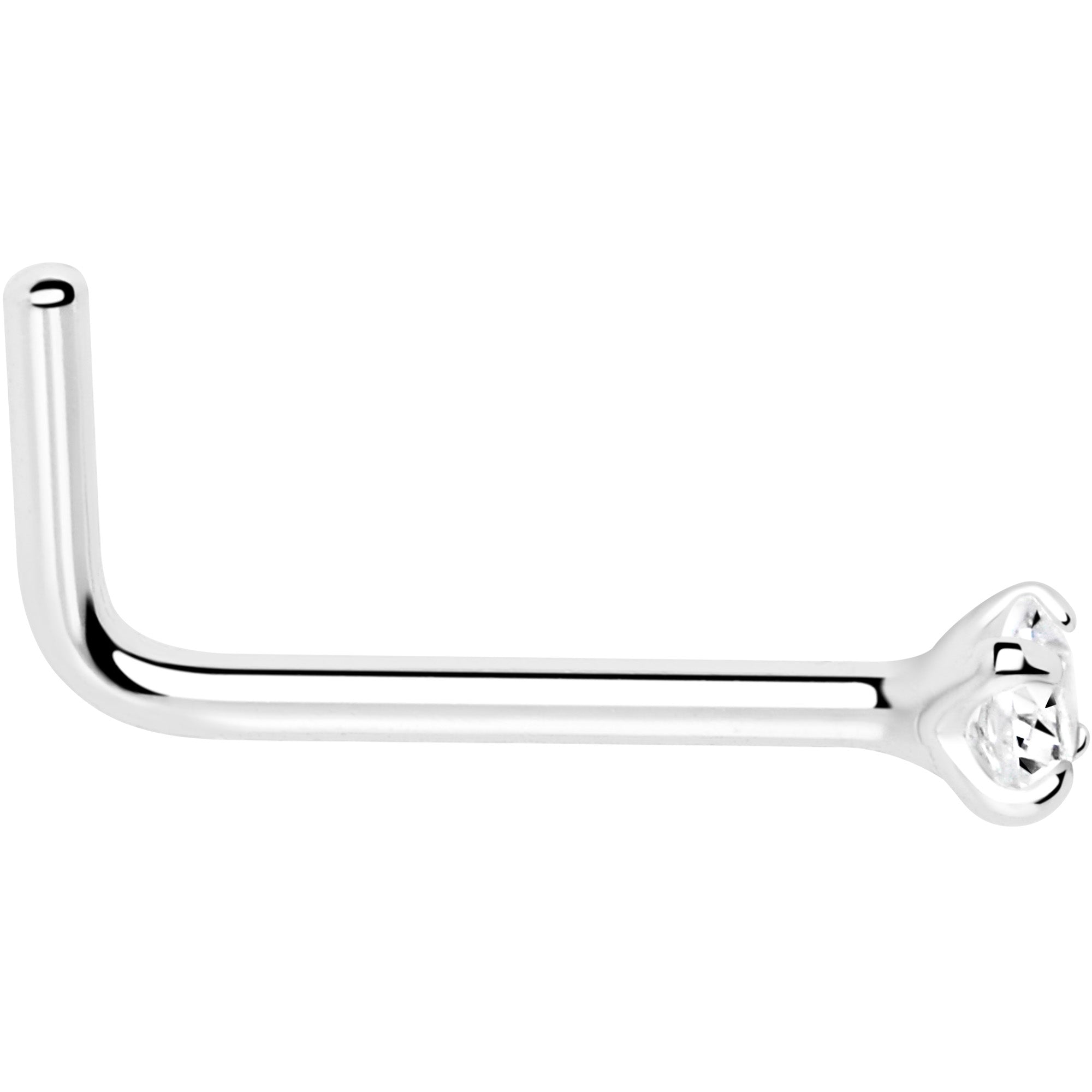 Gold CZ L-Shape Nose Ring
