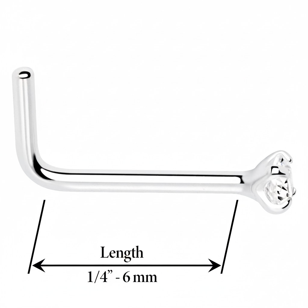 Gold CZ L-Shape Nose Ring