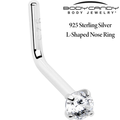 Bague de nez en forme de L en argent sterling 925 plaqué or 20G avec zircone cubique de 2 mm