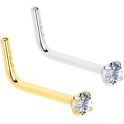 Gold CZ L-Shape Nose Ring
