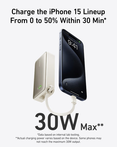 Batterie externe Anker Nano (30W, câble USB-C intégré)