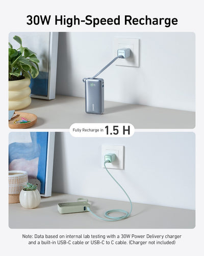 Batterie externe Anker Nano (30W, câble USB-C intégré)