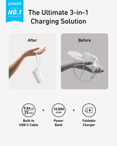 Batterie externe Anker (10K, Fusion, Câble intégré)