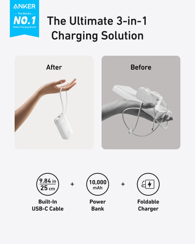 Batterie externe Anker (10K, Fusion, Câble intégré)