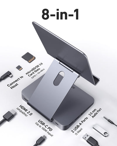 Concentrateur USB-C Anker 551 (8-en-1, support de tablette)