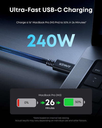 Câble Anker Prime Thunderbolt 5 (1 m / 0,5 m, 80 Gbit/s, 240 W)