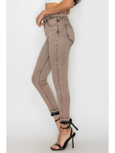 Alexis high-rise stretch skinny jeans with an ankle-length release hem and bleach-and-brown dye finish; product view 3.