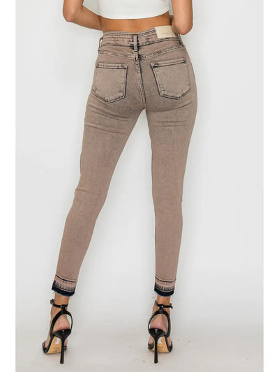 Alexis high-rise stretch skinny jeans with an ankle-length release hem and bleach-and-brown dye finish; product view 4.