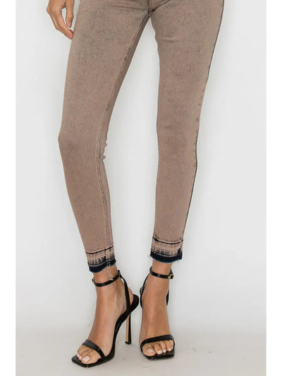 Alexis high-rise stretch skinny jeans with an ankle-length release hem and bleach-and-brown dye finish; product view 5.