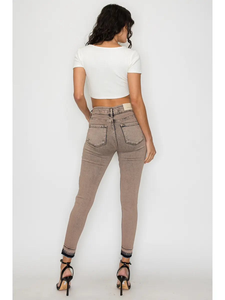 Alexis high-rise stretch skinny jeans with an ankle-length release hem and bleach-and-brown dye finish; product view 6.