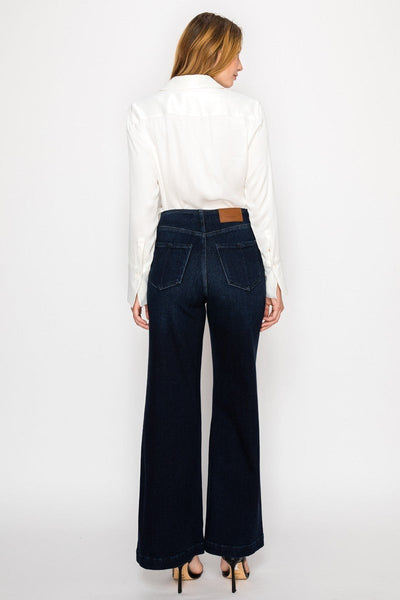 Eco Friendly Ultra High Rise Slim Palazzo Sailor Jeans by Artemis Vintage – product view 6